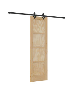Porta scorrevole Naturale e Nero 61 x 198,5 cm 2