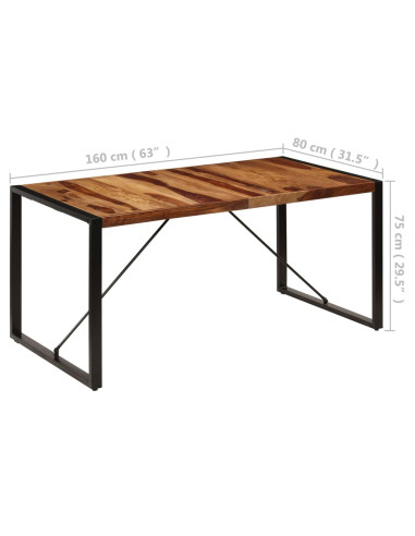 Tavolo da Pranzo 160x80x75 cm in Legno Massello di Sheesham