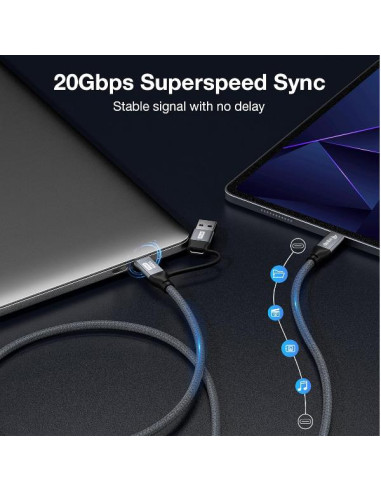 2 IN 1 USB 3.2 GEN 2X2 C TO C 3M