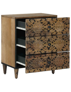 Mobiletto da Letto con cassetto Marrone 50 x 33 x 60 cm 2