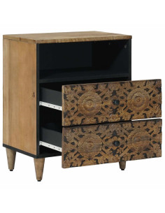 Mobiletto da Letto con cassetto Marrone 50 x 33 x 60 cm 2