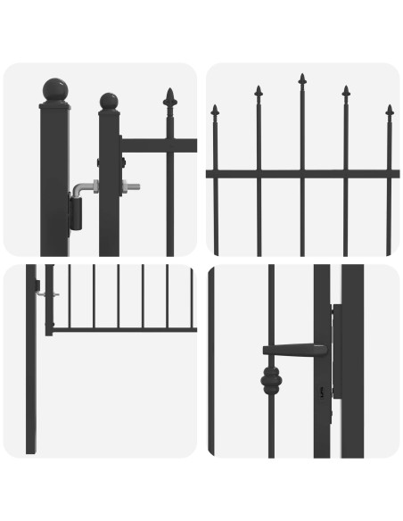 Cancello per recinzione HORST 100 x 125 cm Metallo Nero