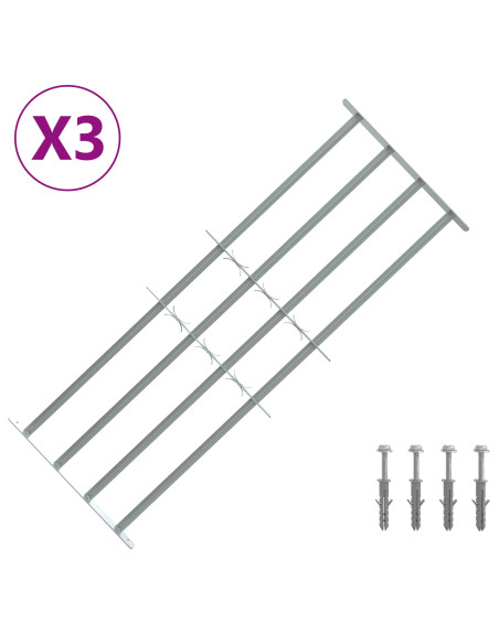 Griglia di sicurezza per finestre con 4 barre trasversali 3 pcs