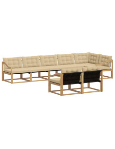 Set di divani da esterno con cuscino 8 pcs Bianco e Beige 2