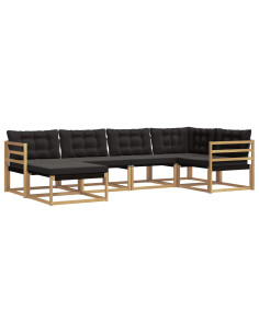 Set di divani da esterno con cuscino 6 pcs Bianco e Nero 2