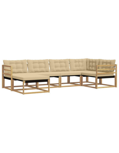 Set di divani da esterno con cuscino 6 pcs Bianco e Beige