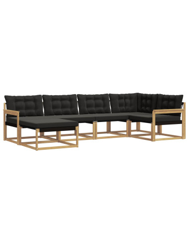 Set di divani da esterno con cuscino 6 pcs Bianco e Nero