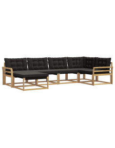 Set di divani da esterno con cuscino 6 pcs Bianco e Nero 2