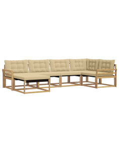 Set di divani da esterno con cuscino 6 pcs Bianco e Beige 2