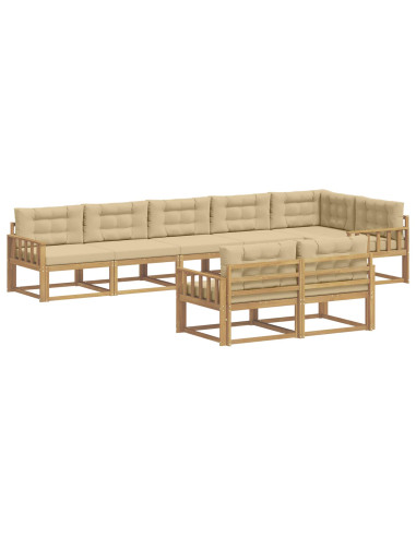 Set di divani da esterno 6 pcs Bianco e Beige Poliestere