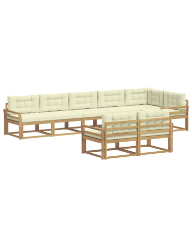 Set di divani da esterno 6 pcs Bianco e Crema Poliestere