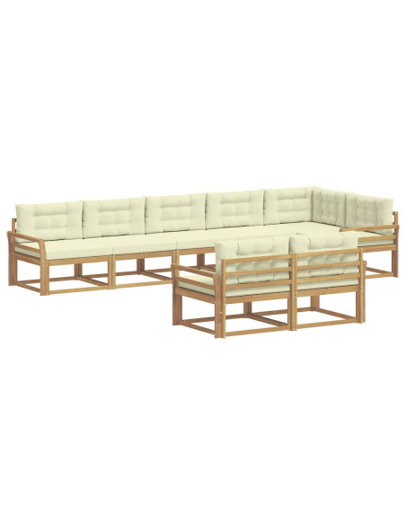 Set di divani da esterno 6 pcs Bianco e Crema Poliestere