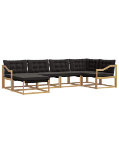 Set di divani da esterno con cuscino 6 pcs Bianco e Nero 2
