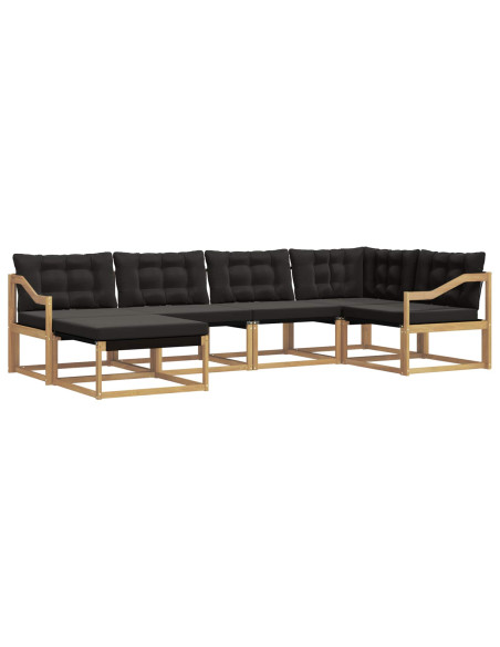 Set di divani da esterno con cuscino 6 pcs Bianco e Nero