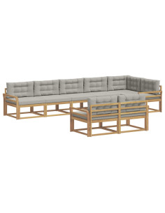 Set di divani da esterno 6 pcs Bianco e Grigio Chiaro 2