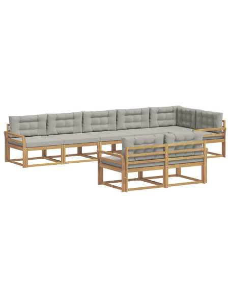 Set di divani da esterno 6 pcs Bianco e Grigio Chiaro