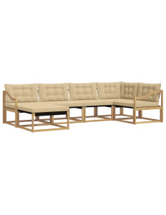 Set di divani da esterno con cuscino 6 pcs Bianco e Beige 2