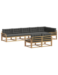 Set di divani da esterno 6 pcs Bianco e Antracite Poliestere 2