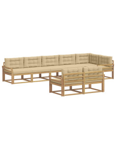 Set di divani da esterno 6 pcs Bianco e Beige Poliestere 2