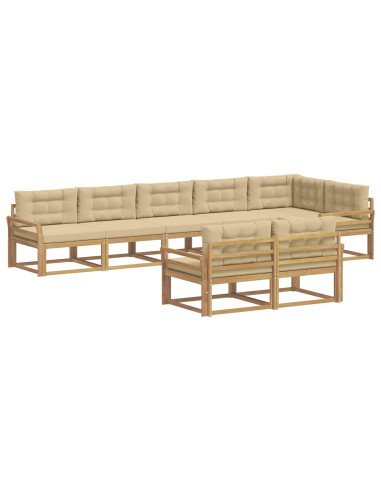 Set di divani da esterno 6 pcs Bianco e Beige Poliestere