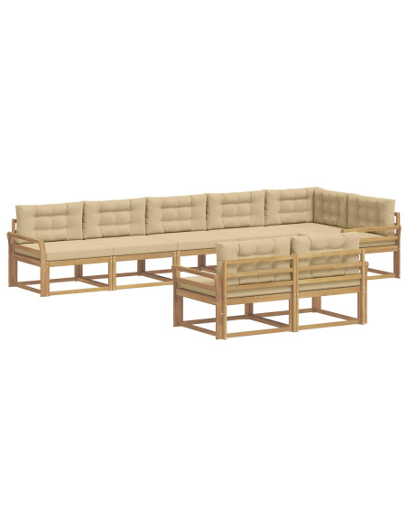 Set di divani da esterno 6 pcs Bianco e Beige Poliestere