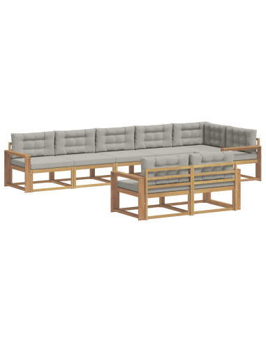 Set di divani da esterno 6 pcs Bianco e Grigio Chiaro