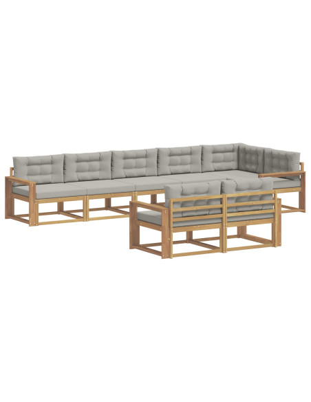 Set di divani da esterno 6 pcs Bianco e Grigio Chiaro