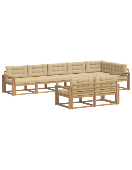 Set di divani da esterno 6 pcs Bianco e Beige Poliestere