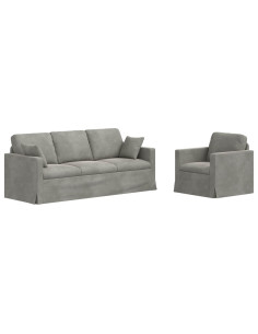 Set di divani 2 pcs Grigio chiaro 198 x 78 x 80 cm Velluto 2