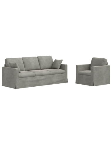 Set di divani 2 pcs Grigio chiaro 198 x 78 x 80 cm Velluto