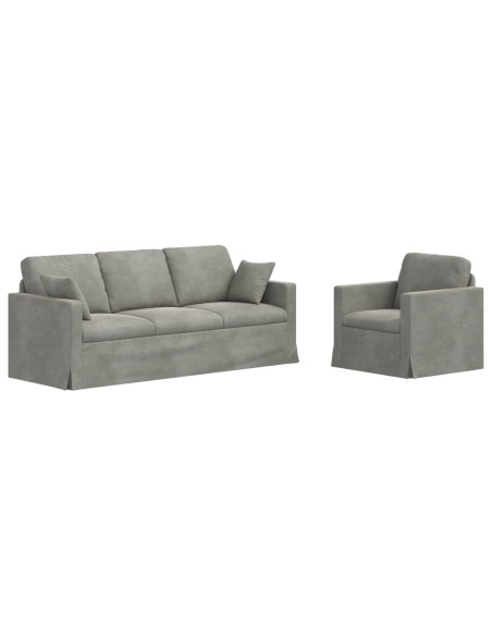 Set di divani 2 pcs Grigio chiaro 198 x 78 x 80 cm Velluto