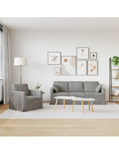 Set di divani 2 pcs Grigio chiaro 198 x 78 x 80 cm Velluto