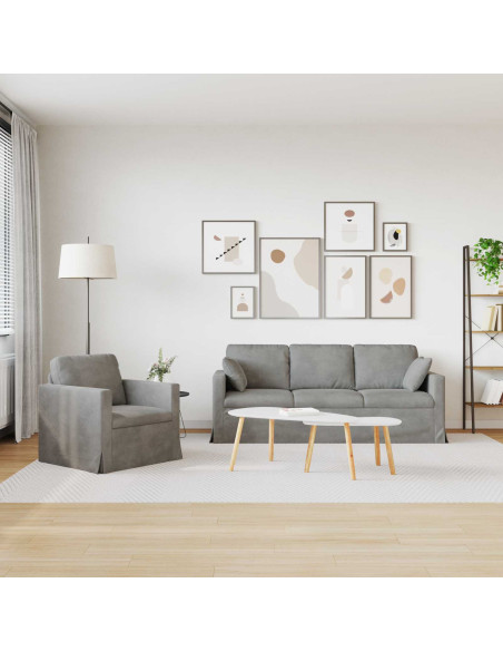 Set di divani 2 pcs Grigio chiaro 198 x 78 x 80 cm Velluto