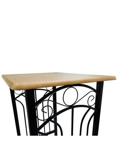 Tavolo e Sgabelli da Bar Set 3 pz in Legno e Acciaio