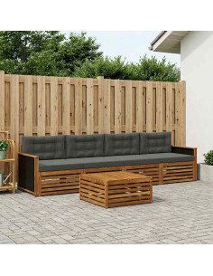 Set di divani da esterno con cuscino 5 pcs Naturale e Antracite