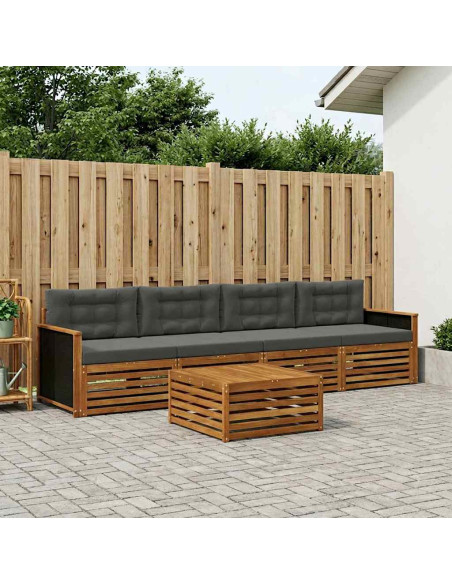 Set di divani da esterno con cuscino 5 pcs Naturale e Antracite
