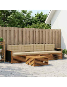 Set di divani da esterno con cuscino 5 pcs Naturale e Beige