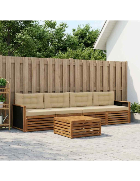 Set di divani da esterno con cuscino 5 pcs Naturale e Beige