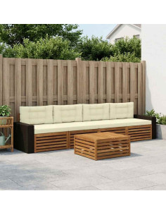 Set di divani da esterno con cuscino 5 pcs Naturale e Crema