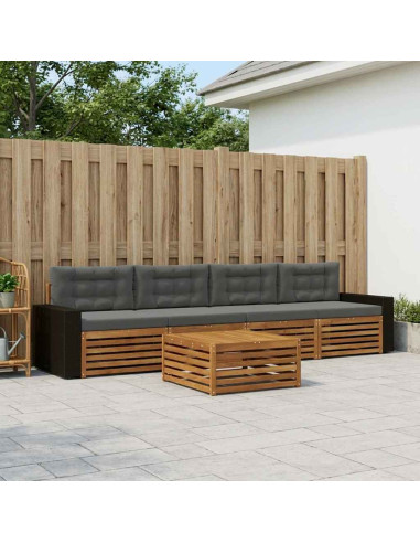 Set di divani da esterno con cuscino 5 pcs Naturale e Antracite