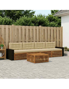 Set di divani da esterno con cuscino 5 pcs Naturale e Beige