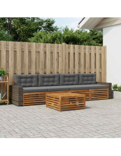 Set di divani da esterno con cuscino 5 pcs Naturale e Antracite