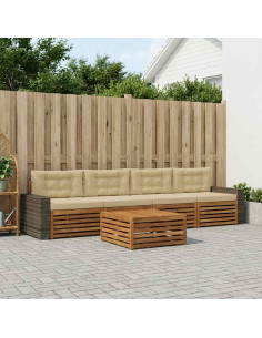 Set di divani da esterno con cuscino 5 pcs Naturale e Beige