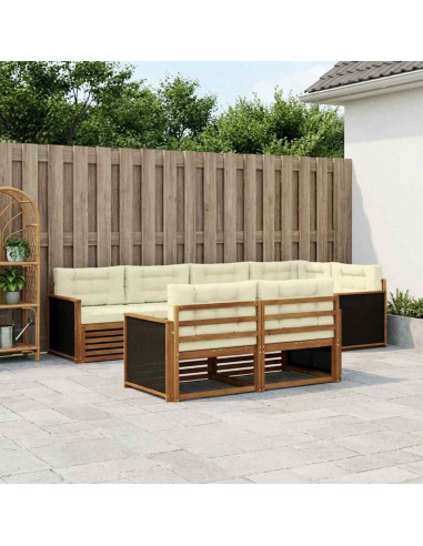 Set di divani da esterno con cuscino 7 pcs Naturale e Crema