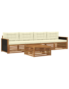 Set di divani da esterno con cuscino 5 pcs Naturale e Crema 2
