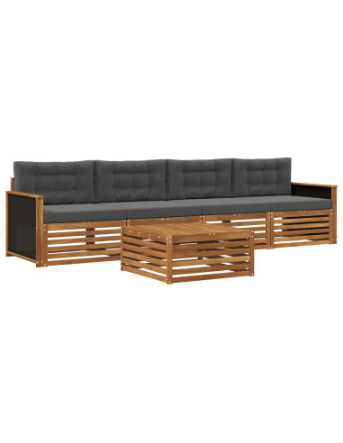 Set di divani da esterno con cuscino 5 pcs Naturale e Antracite