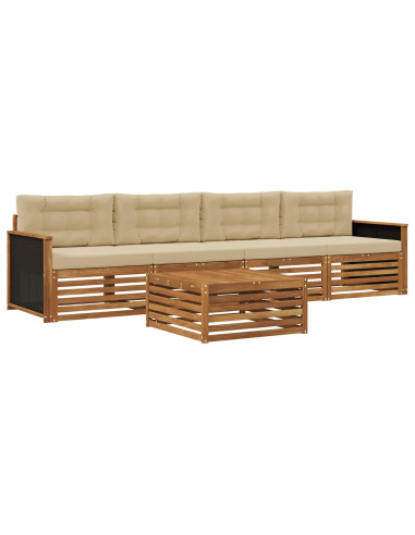 Set di divani da esterno con cuscino 5 pcs Naturale e Beige