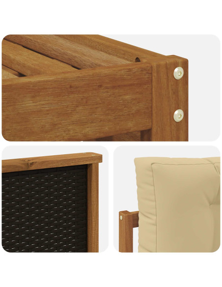 Set di divani da esterno con cuscino 5 pcs Naturale e Beige