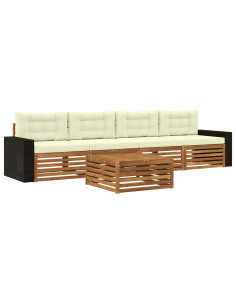Set di divani da esterno con cuscino 5 pcs Naturale e Crema 2