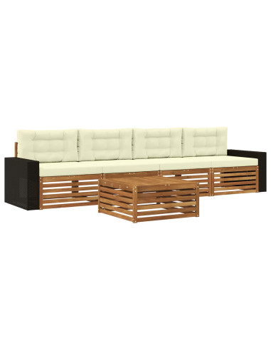 Set di divani da esterno con cuscino 5 pcs Naturale e Crema